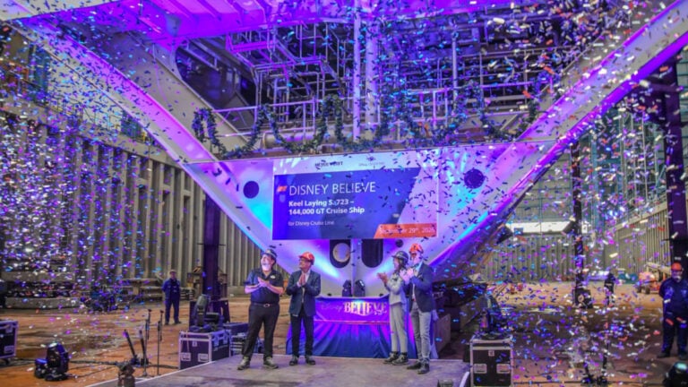 Disney Believe Keel Laid With Tinker Bell Coin at Meyer Werft